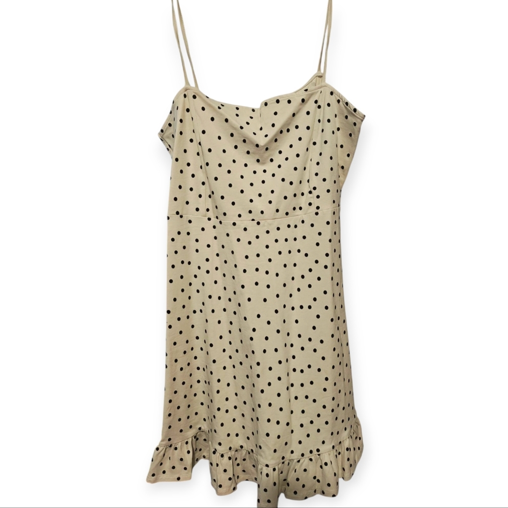 New ASOS Tall Polka Dot Dress Peplum Hem Spaghetti Strap Ruffle Hem Mini Dress